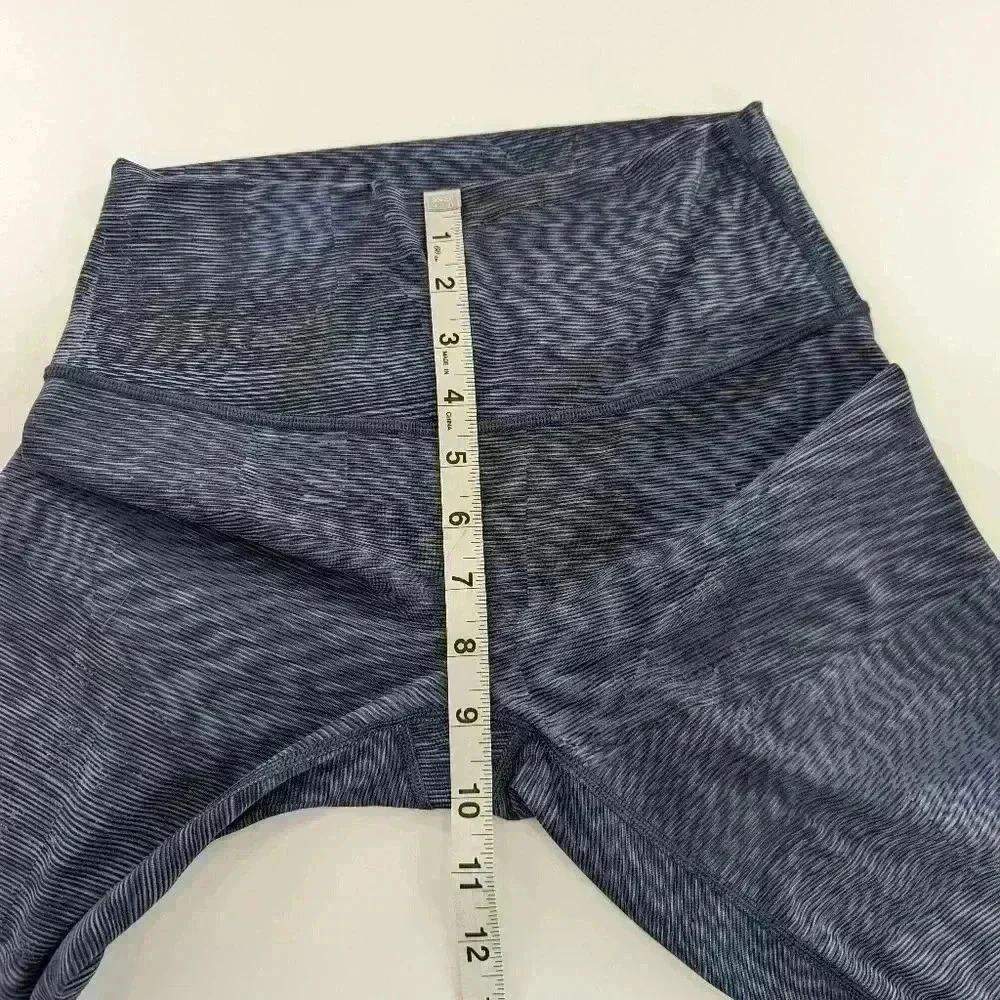 Lululemon Blue Striped Wide Waist Band High Rise Capri Leggings Size 6